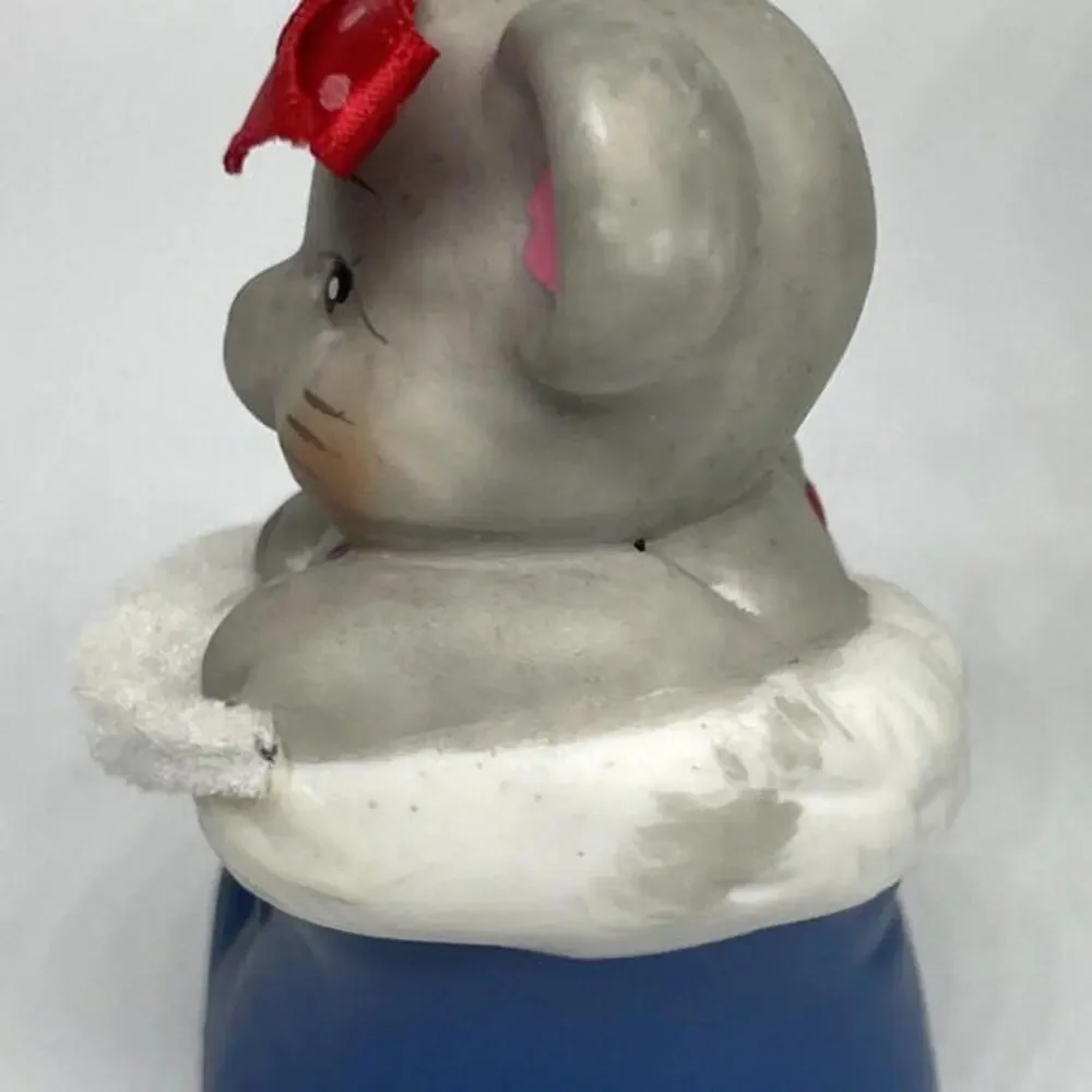 Mouse in Stocking Porcelain Bell Christmas Ornament‎ Vintage GIFTCO